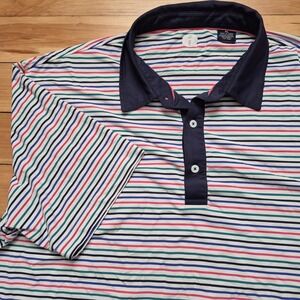 Francis Edward Polo Shirt Mens XL Performance Stretch Multicolor Stripe Golf Dad